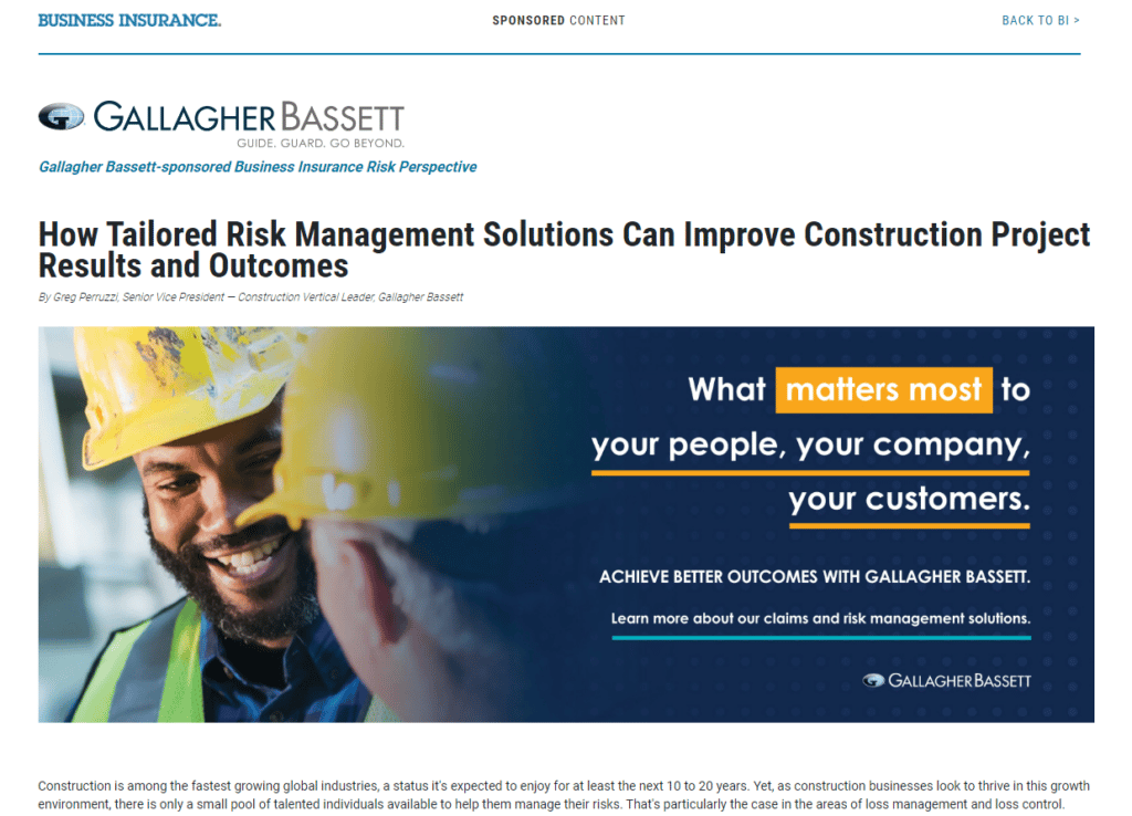 How tailored risk management solutions can improve construction project results and outcomes